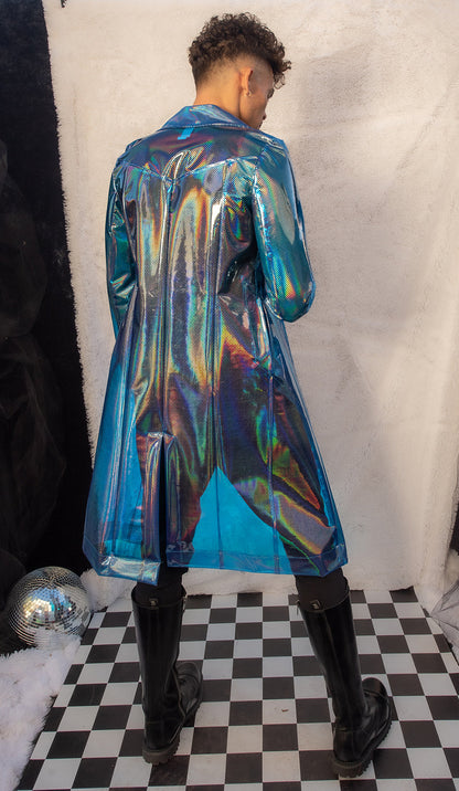 GlowGuard: Illumin8 Vinyl Rave Trench Coat