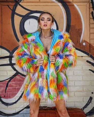 Electric Frost Hooded Fur Coat