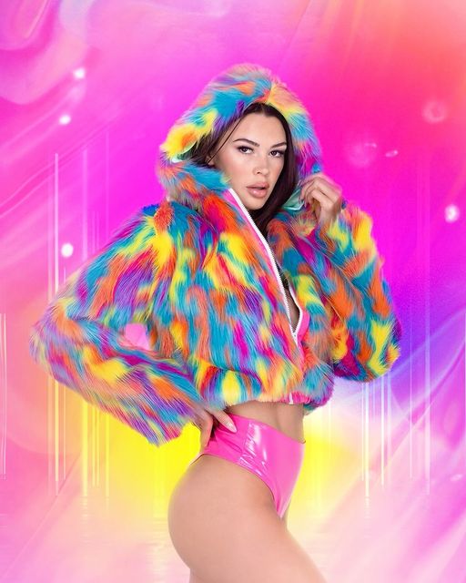 Electric Fur Frenzy Hooded Rave Jacket