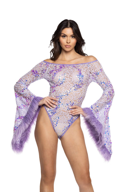 Furry Frenzy Flair Sleeve Bodysuit