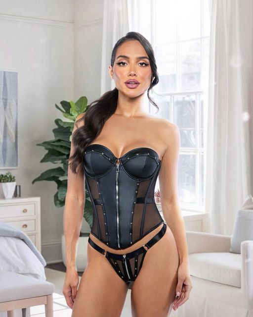 Lust & Leather Corset 2-Piece Set