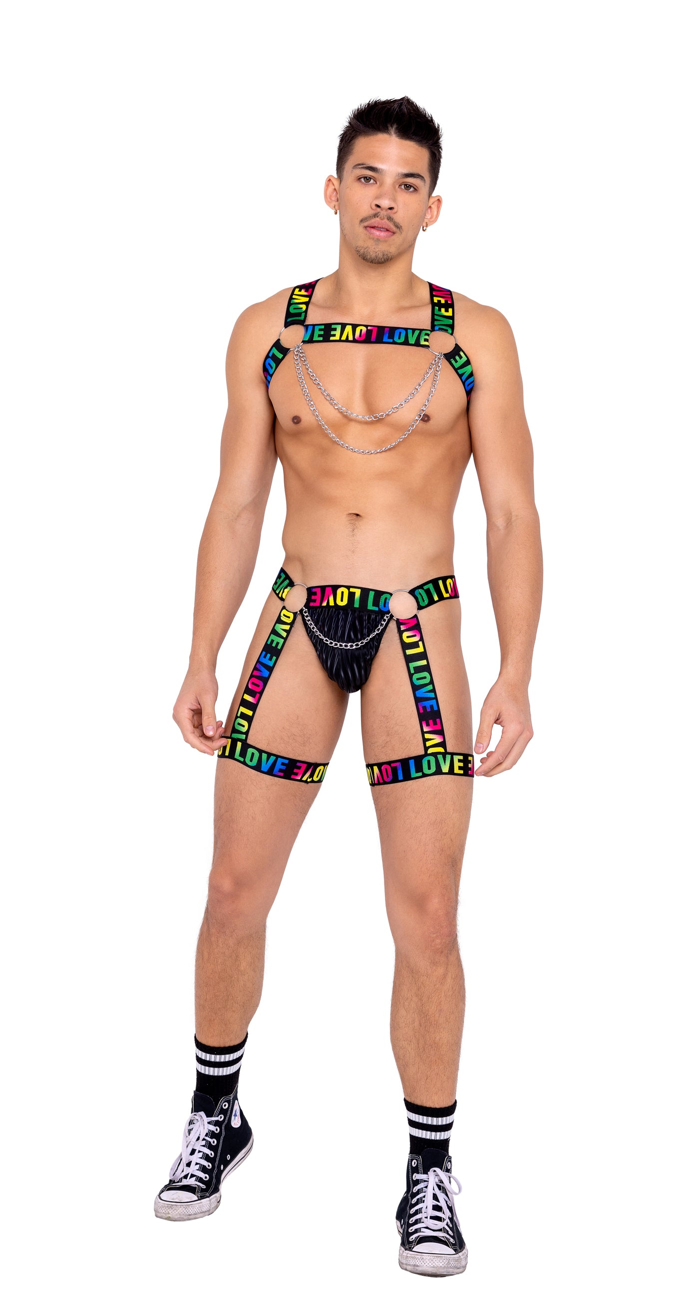 Buy Men's Pride Harness with Chain & Ring Detail