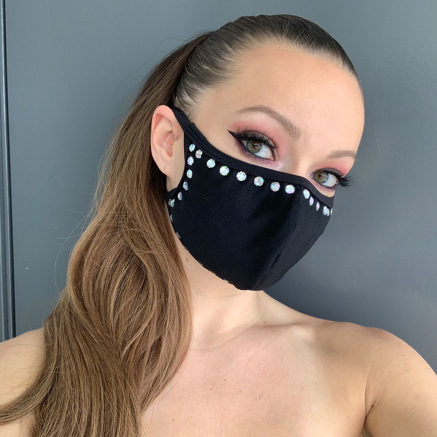 Multi Layered Face Mask - Rhinestones